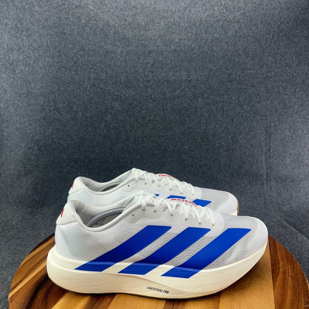 Adidas Adizero Evo SL Mens 13 Running Shoes Gym Training Sneakers White Blue